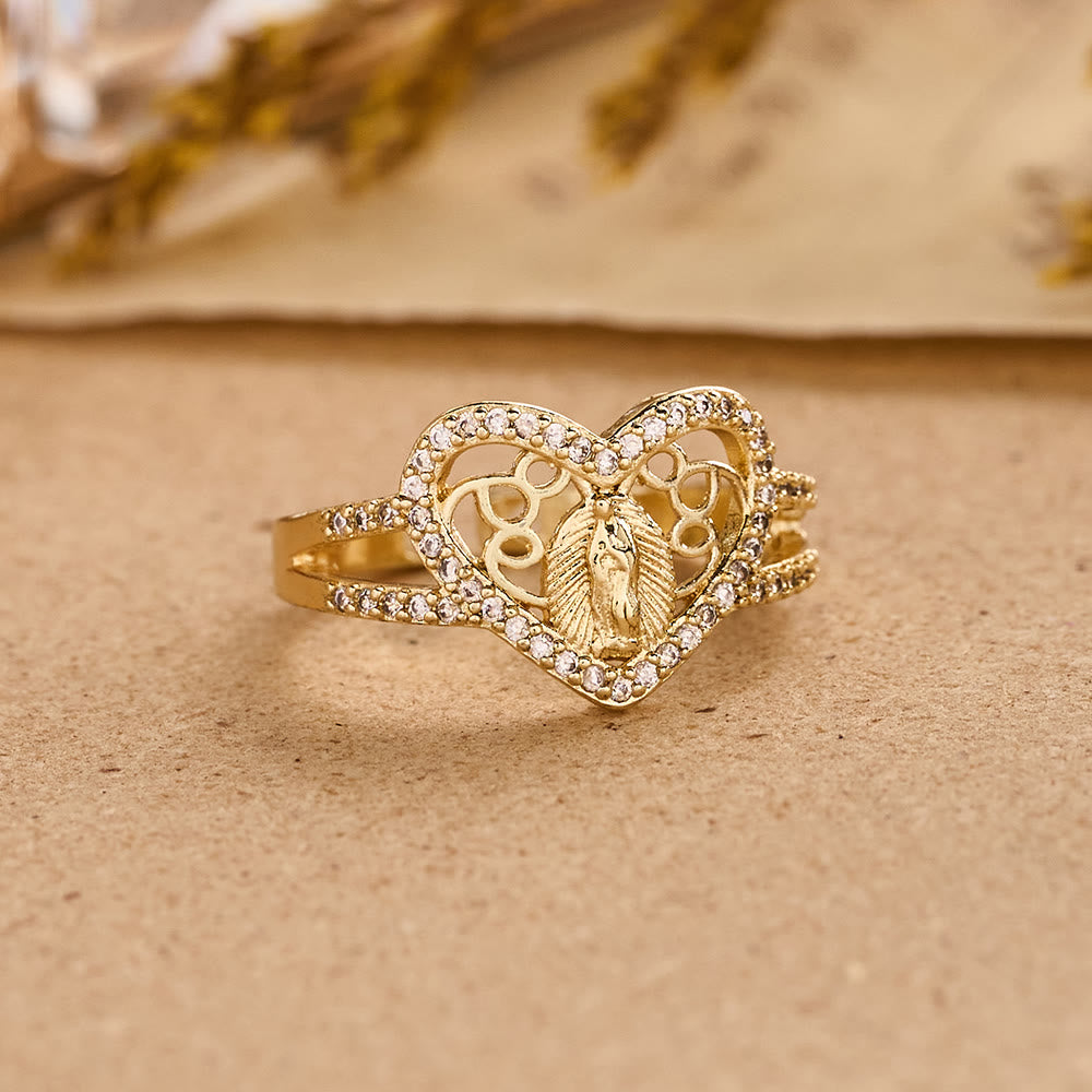 Christianartworkshop Heart-Shaped Our Lady of Guadalupe Zircon Ring: A Symbol of Divine Love - image 3