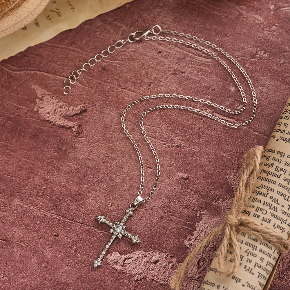 Christianartworkshop Refined Zircon-Encrusted Cross Pendant Necklace with Central Stone: An Emblem of Quiet Devotion - image 4