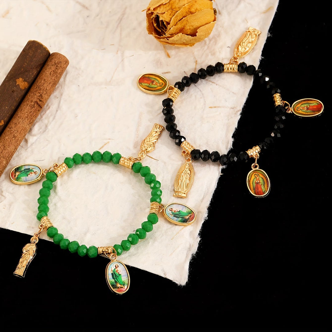 Christianartworkshop Intricate Beaded Bracelet with Our Lady of Guadalupe & Saint Jude Charms: A Reminder of Sacred Love - image 7