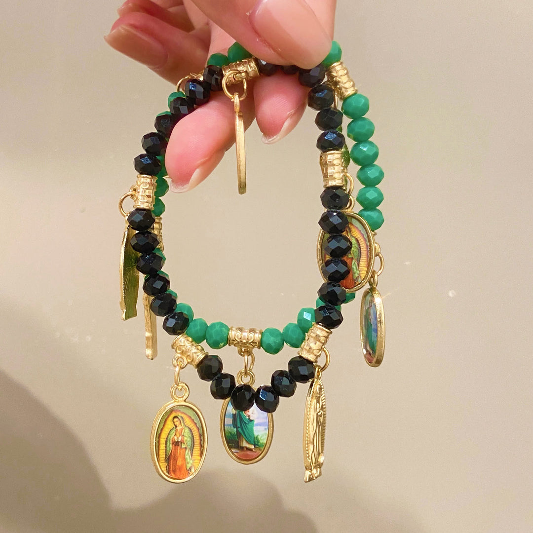 Christianartworkshop Intricate Beaded Bracelet with Our Lady of Guadalupe & Saint Jude Charms: A Reminder of Sacred Love - image 8
