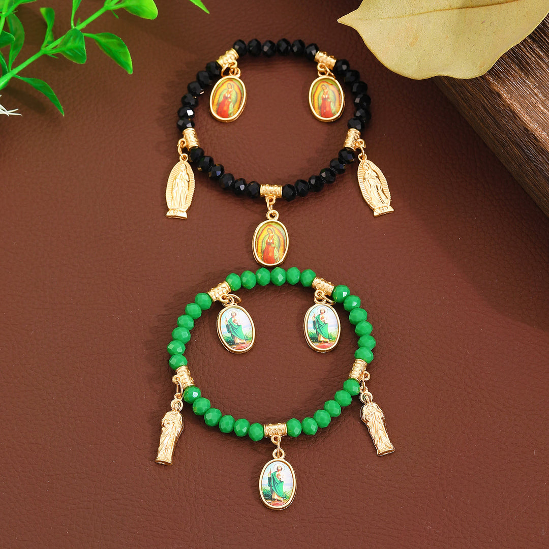 Christianartworkshop Intricate Beaded Bracelet with Our Lady of Guadalupe & Saint Jude Charms: A Reminder of Sacred Love - image 3