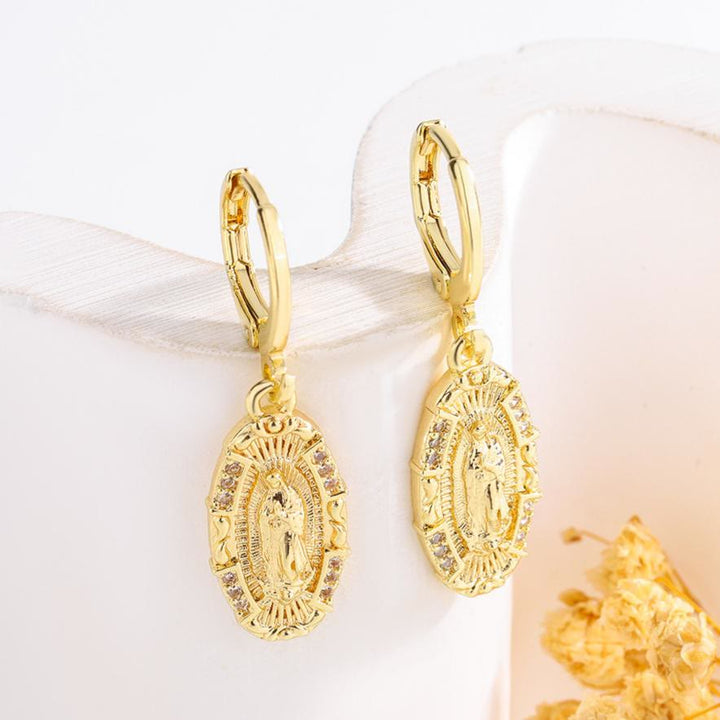 Christianartworkshop Variety-Style Saint Jude & Virgin Mary Earrings with Zircon Halo Collection: A Reminder of Heavenly Grace - Our Lady G - image 7