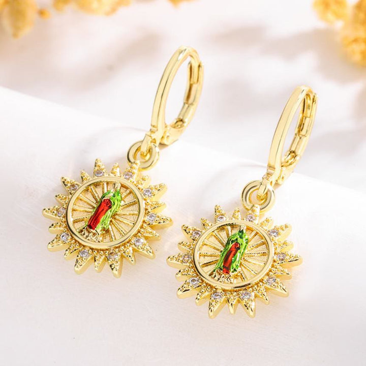 Christianartworkshop Variety-Style Saint Jude & Virgin Mary Earrings with Zircon Halo Collection: A Reminder of Heavenly Grace - Our Lady B - image 2