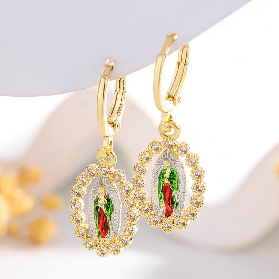 Christianartworkshop Variety-Style Saint Jude & Virgin Mary Earrings with Zircon Halo Collection: A Reminder of Heavenly Grace - Our Lady C - image 3