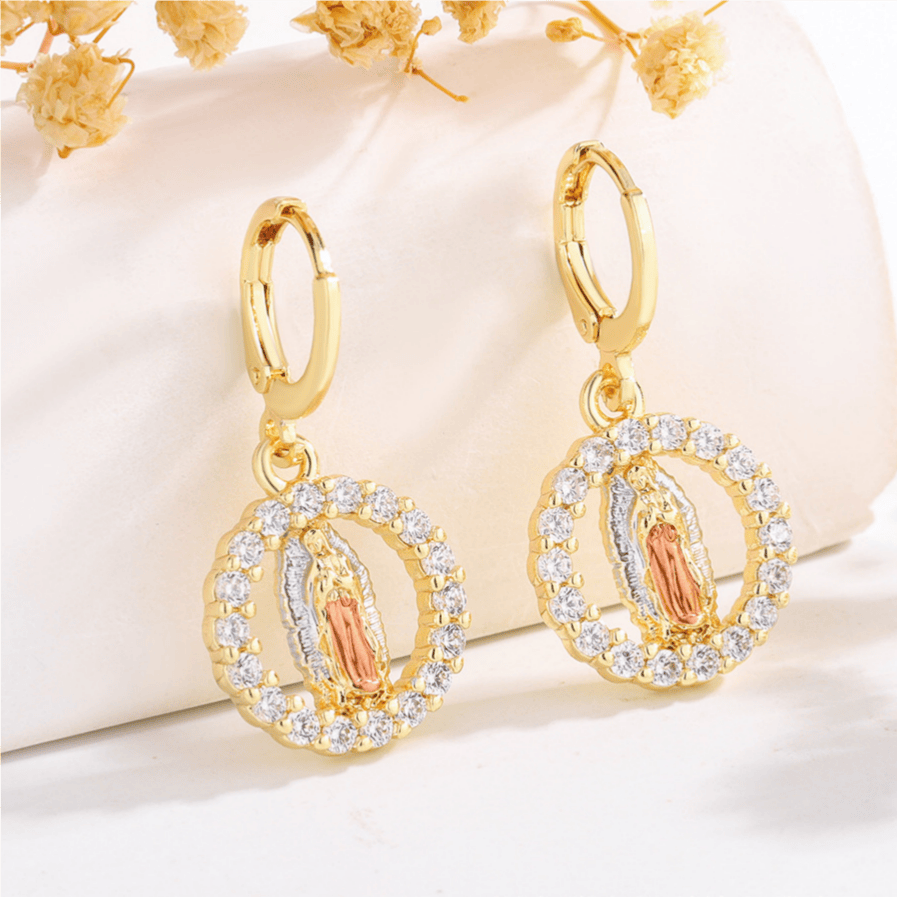 Christianartworkshop Variety-Style Saint Jude & Virgin Mary Earrings with Zircon Halo Collection: A Reminder of Heavenly Grace - Our Lady J - image 10