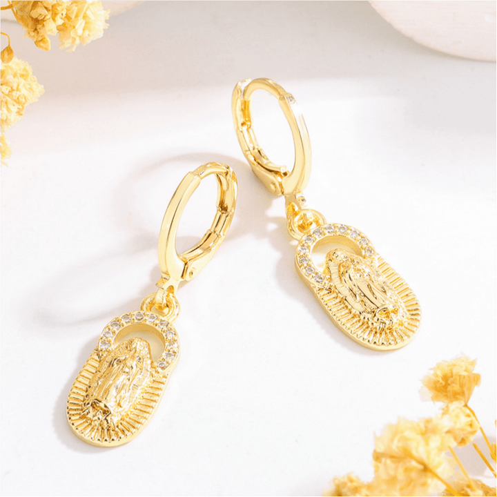 Christianartworkshop Variety-Style Saint Jude & Virgin Mary Earrings with Zircon Halo Collection: A Reminder of Heavenly Grace - Our Lady F - image 6