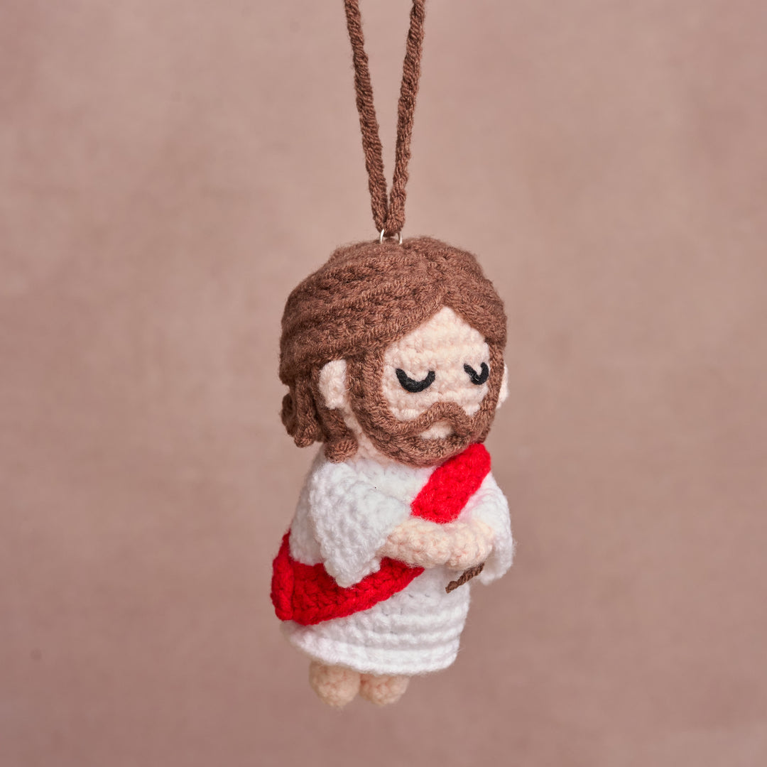 Christianartworkshop Handmade Crochet Jesus Amigurumi Car Pednant: A Symbol of Divine Comfort - image 1