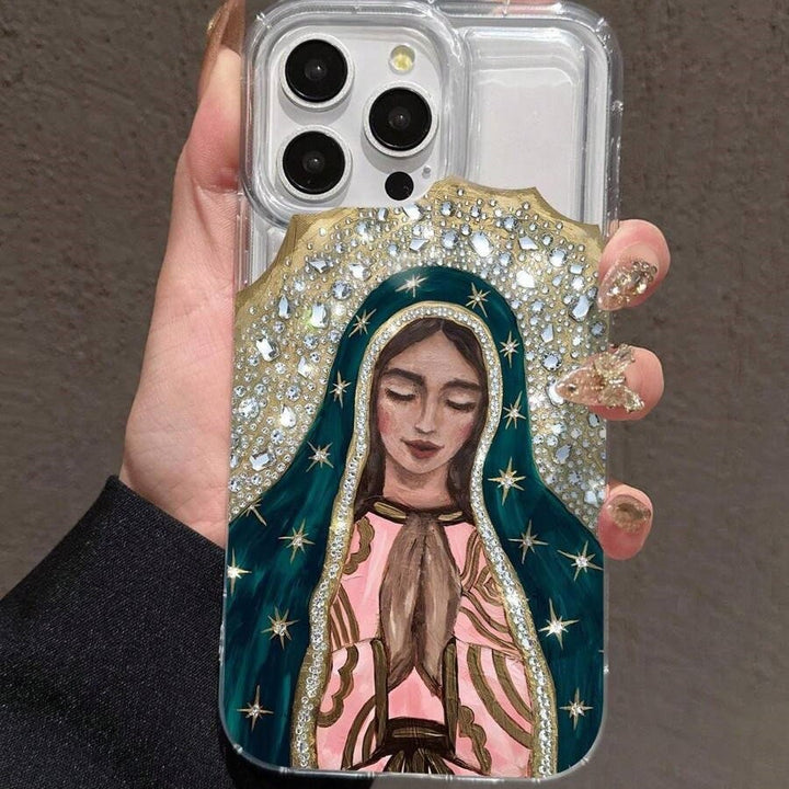 Christianartworkshop Artistic Guadalupe Virgin Phone Case with Crystal Halo: A Reminder of Heavenly Grace - image 1