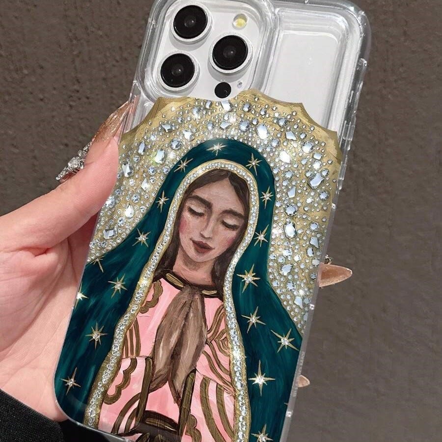 Christianartworkshop Artistic Guadalupe Virgin Phone Case with Crystal Halo: A Reminder of Heavenly Grace - iPhone 7 - image 0