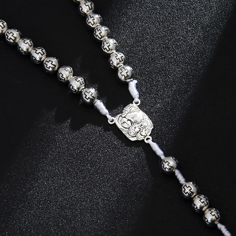 Christianartworkshop Holy Family Center Rosary with Crucifix & Cross-Engraved Beads: A Symbol of Sacred Devotion - image 5