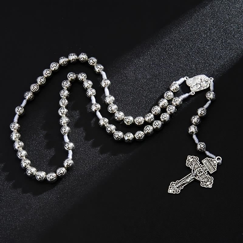 Christianartworkshop Holy Family Center Rosary with Crucifix & Cross-Engraved Beads: A Symbol of Sacred Devotion - image 4