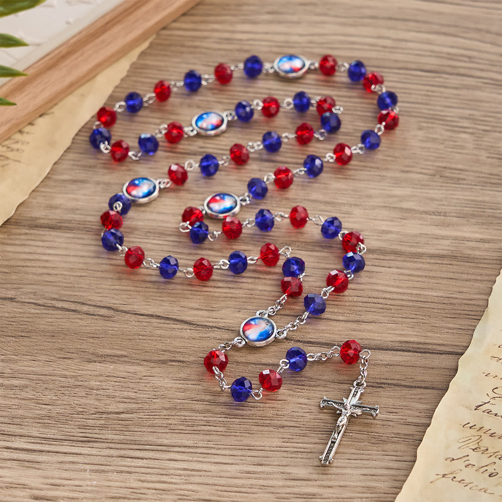 Christianartworkshop Vibrant Divine Mercy Rosary with Colored Beads: A Reminder of Heavenly Grace - Divine Mercy Rosary - image 0