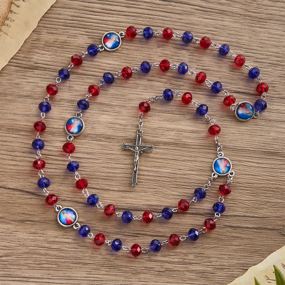Christianartworkshop Vibrant Divine Mercy Rosary with Colored Beads: A Reminder of Heavenly Grace - image 1