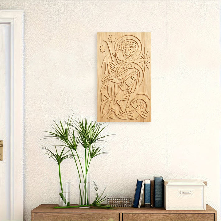Christianartworkshop Minimalist Nativity Scene Wood Plaque: A Reminder of Heavenly Grace and Peace - image 3