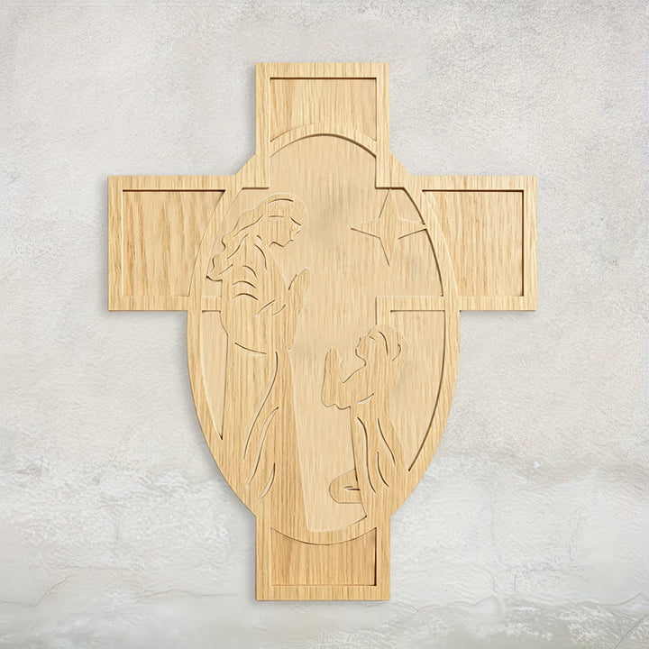 Christianartworkshop Nativity Scene Wooden Cross Wall Decor: A Reminder of God's Love - 15.75″19.69″0.20″ / 40*50*0.5cm - image 0