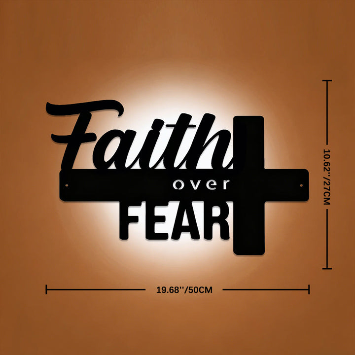Christianartworkshop Cross-Design Faith Over Fear Metal Wall Decor: A Powerful Statement of Belief - 19.69''*10.63''*0.05"/50*27*0.12cm - image 7