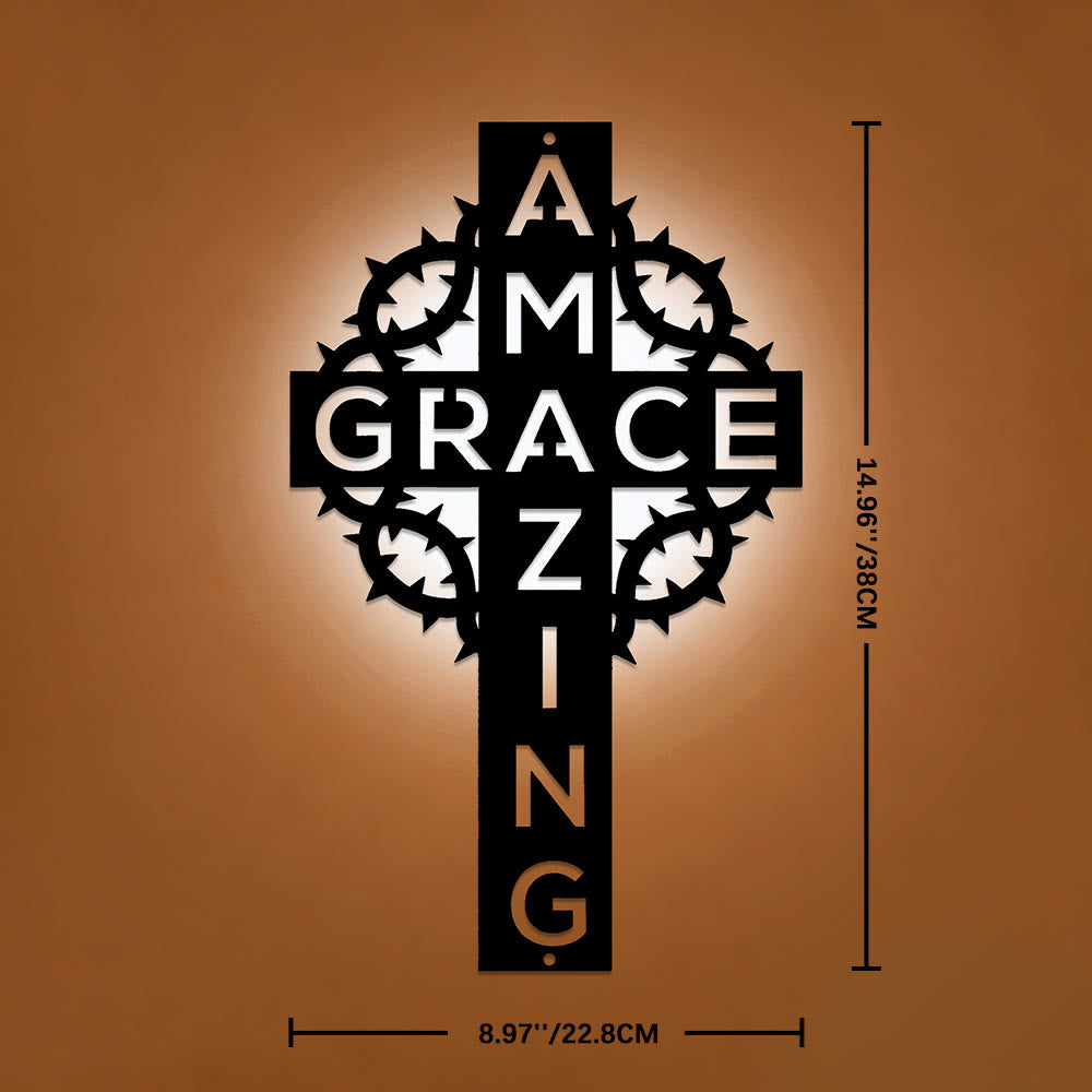 Christianartworkshop Amazing Grace Crown of Thorns Cross Metal Wall Decor: A Testament of Redemptive Love - 14.96''*8.98''*0.04"/38*22.8*0.1cm - image 6