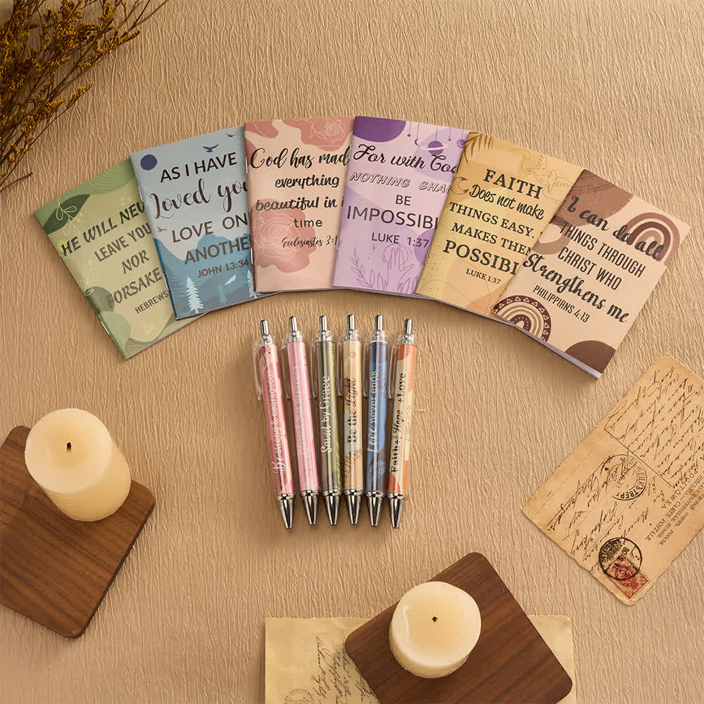 Christianartworkshop Floral Cross Motivational Pens & Bible Verse Notebooks Gift Set - image 18