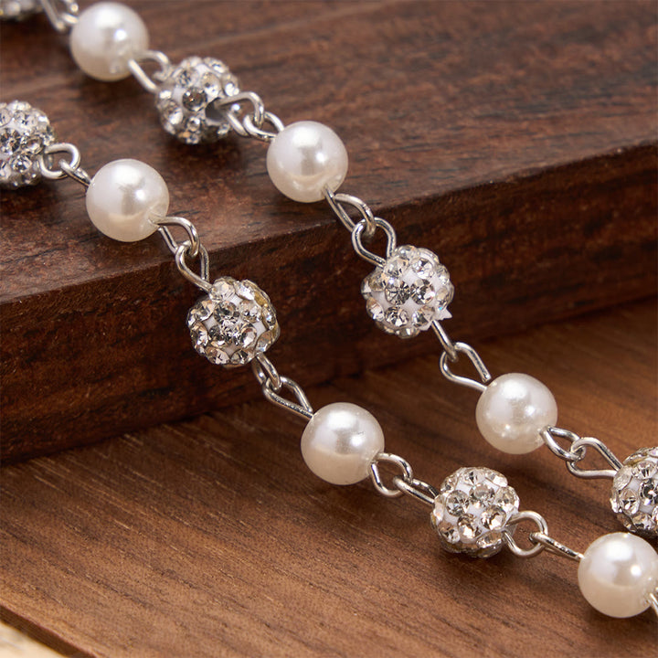 Christianartworkshop Alternating Pearl & Pave Crystal Bead Rosary-Style Cross Necklace: A Symbol of Sacred Devotion - image 6