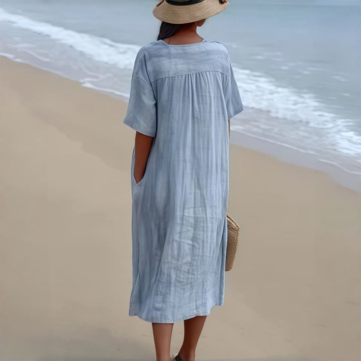 Christianartworkshop Jesus Script Cross & Sunflower Floral V-Neck Short Sleeve Midi Dress - image 4