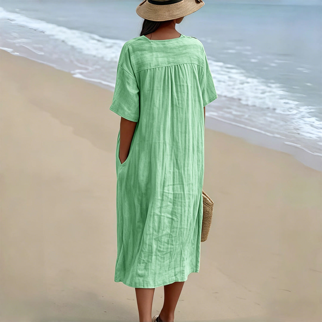 Christianartworkshop Faith Script White Dove & Blossom Print V-Neck Beach Midi Dress - image 4