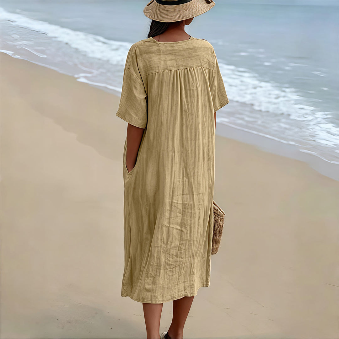 Christianartworkshop Faith Script White Dove & Blossom Print V-Neck Beach Midi Dress - image 13
