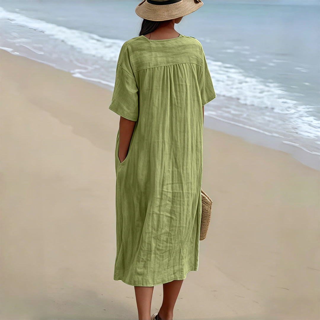 Christianartworkshop "Love Them Anyway" Matthew 5:44 Heart Leaf Print V-Neck Short Sleeve Midi Dress - image 4