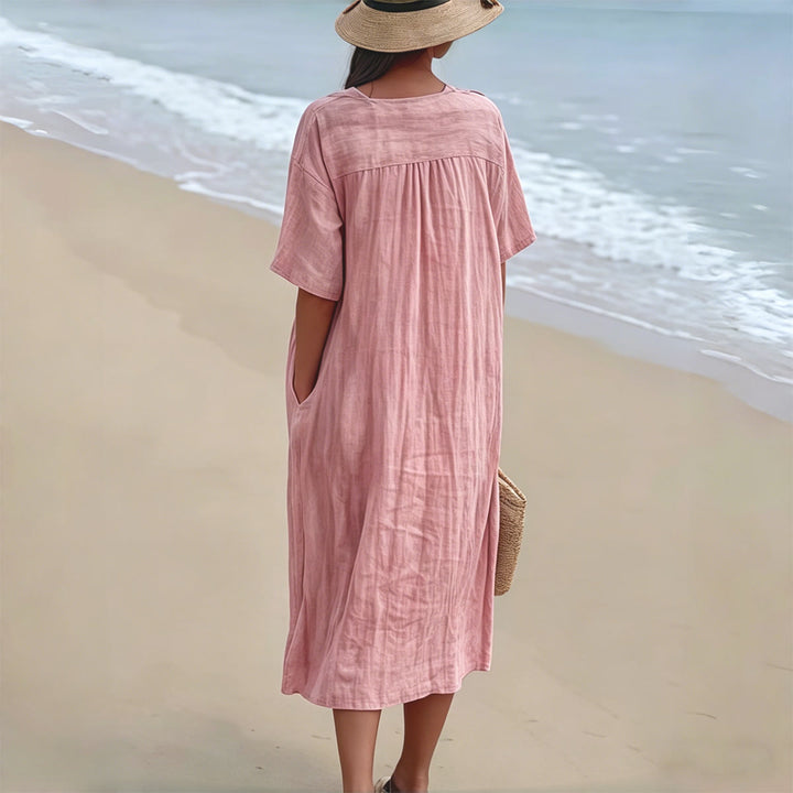 Christianartworkshop Classic "His Grace Still Finds Me" Plaid Print V-Neck Loose Midi Dress - image 5