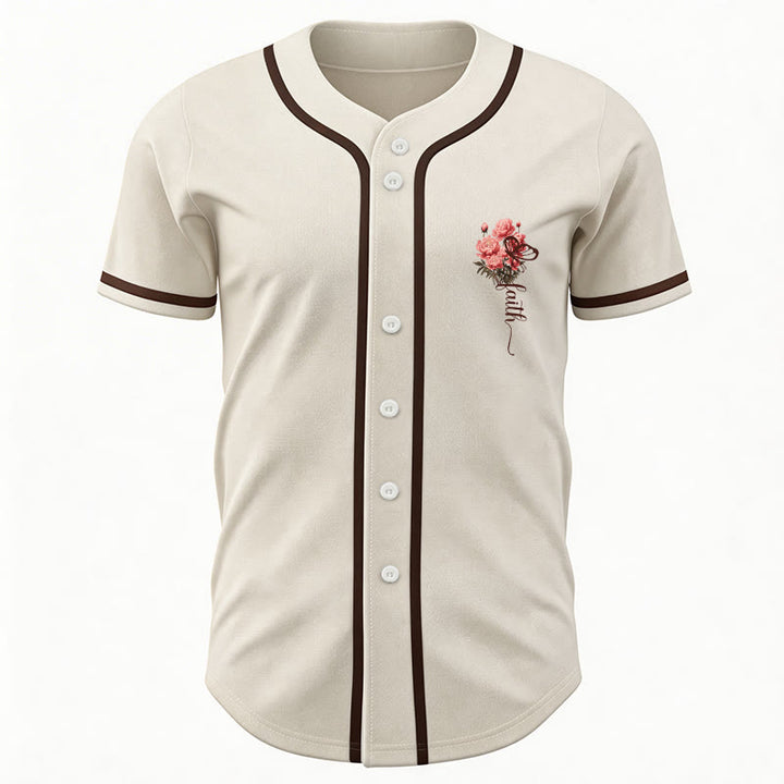 Christianartworkshop "Perhaps You Were Created For Such A Time As This" Esther 4:14 Peony Faith Print Button-Up Baseball Jersey - image 17