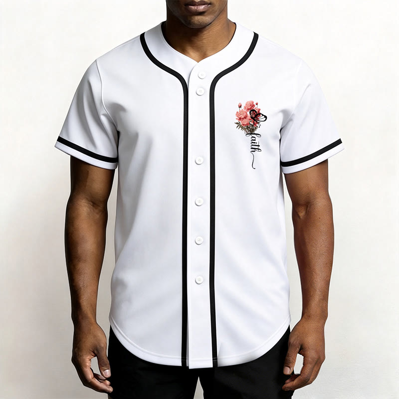 Christianartworkshop "Perhaps You Were Created For Such A Time As This" Esther 4:14 Peony Faith Print Button-Up Baseball Jersey - image 1
