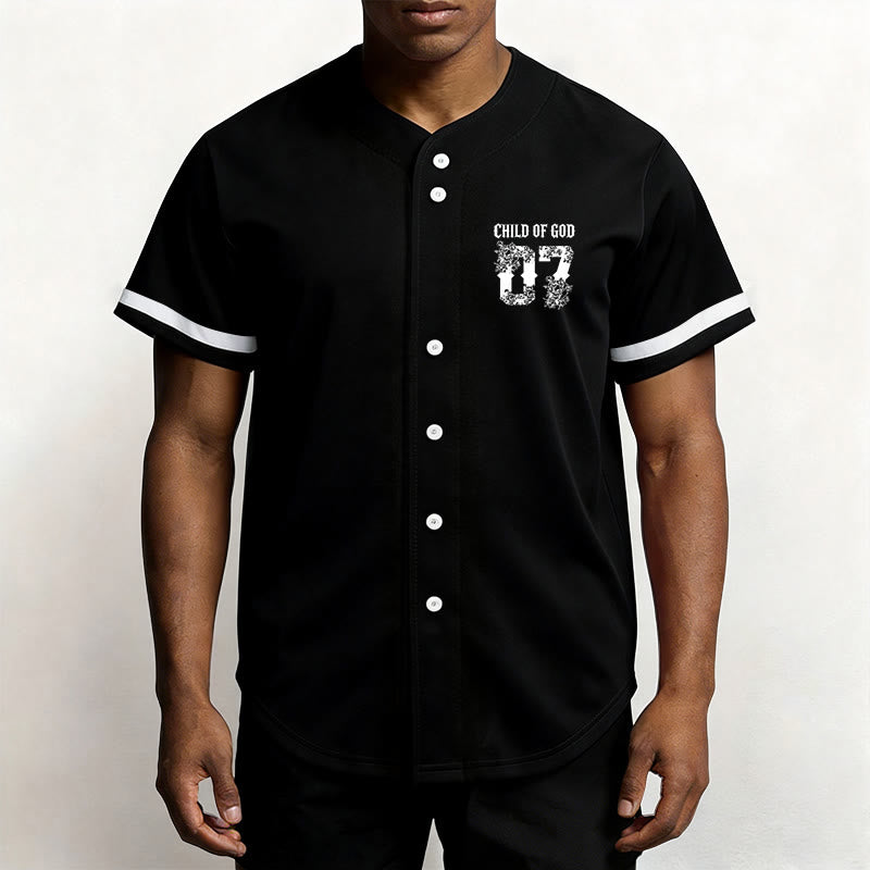 Christianartworkshop "Child Of God" Floral Filled Number 07 Button-Up Baseball Jersey - image 1