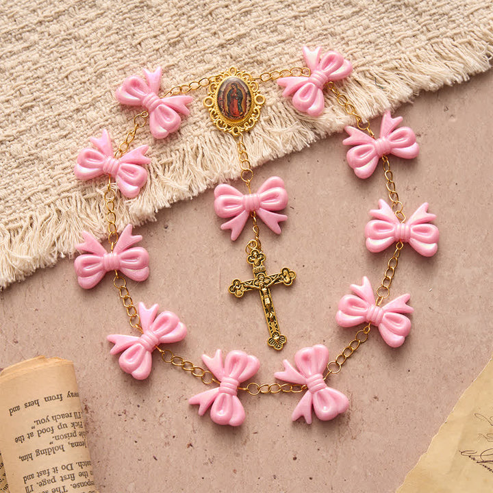 Christianartworkshop Our Lady of Guadalupe Pink Bow Rosary: Carry Her Gentle Blessings - image 5
