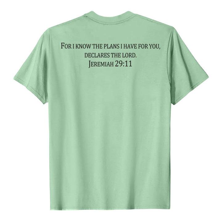 Christianartworkshop For I Know The Plans I Have For You Jeremiah 29:11 Front Chest Cross Back Scripture Premium Short Sleeve T-Shirt - image 17