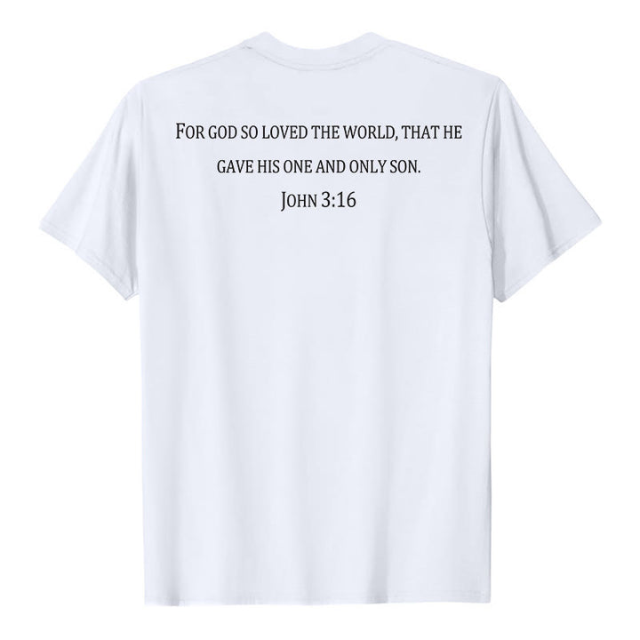 Christianartworkshop John 3:16 For God So Loved The World Front Chest Cross Back Scripture Premium Short Sleeve T-Shirt - image 8