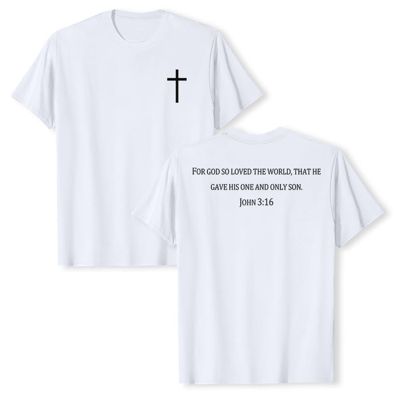 Christianartworkshop John 3:16 For God So Loved The World Front Chest Cross Back Scripture Premium Short Sleeve T-Shirt - White - 2XL - image 6