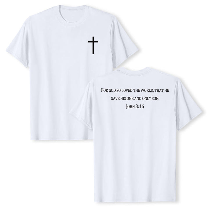 Christianartworkshop John 3:16 For God So Loved The World Front Chest Cross Back Scripture Premium Short Sleeve T-Shirt - White - 2XL - image 6