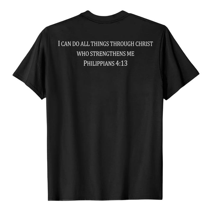 Christianartworkshop Classic Strength Promise Scripture Front & Back Printed Christian Premium Short Sleeve T-Shirt - image 2