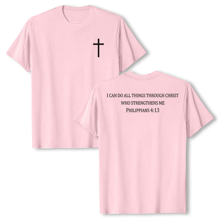 Christianartworkshop Classic Strength Promise Scripture Front & Back Printed Christian Premium Short Sleeve T-Shirt - Pink - 2XL - image 9