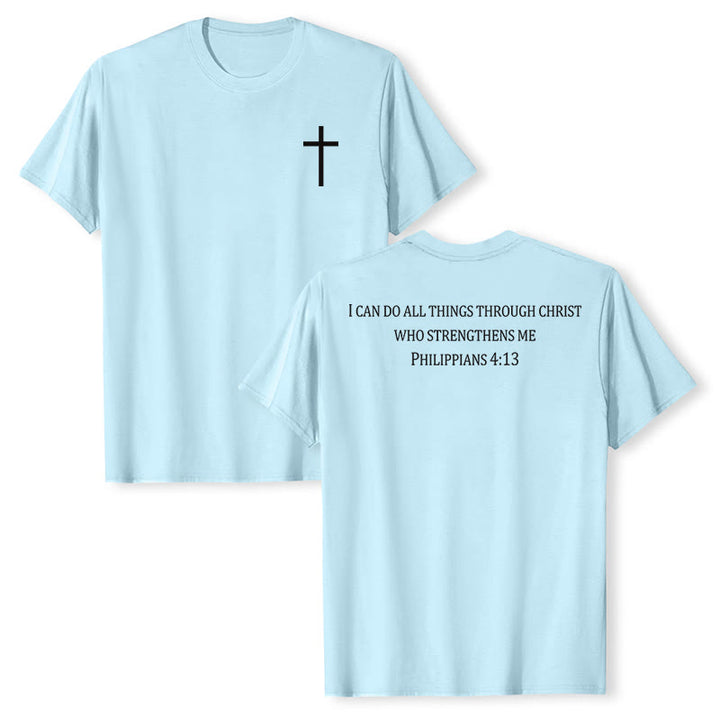 Christianartworkshop Classic Strength Promise Scripture Front & Back Printed Christian Premium Short Sleeve T-Shirt - Blue - 2XL - image 21