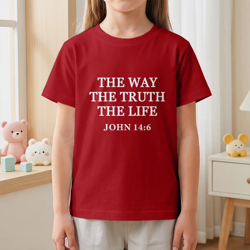 Christianartworkshop The Way The Truth The Life John 14:6 Classic Serif Text Kids Short Sleeve T-Shirt - image 20