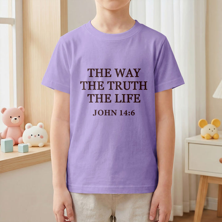 Christianartworkshop The Way The Truth The Life John 14:6 Classic Serif Text Kids Short Sleeve T-Shirt - image 16