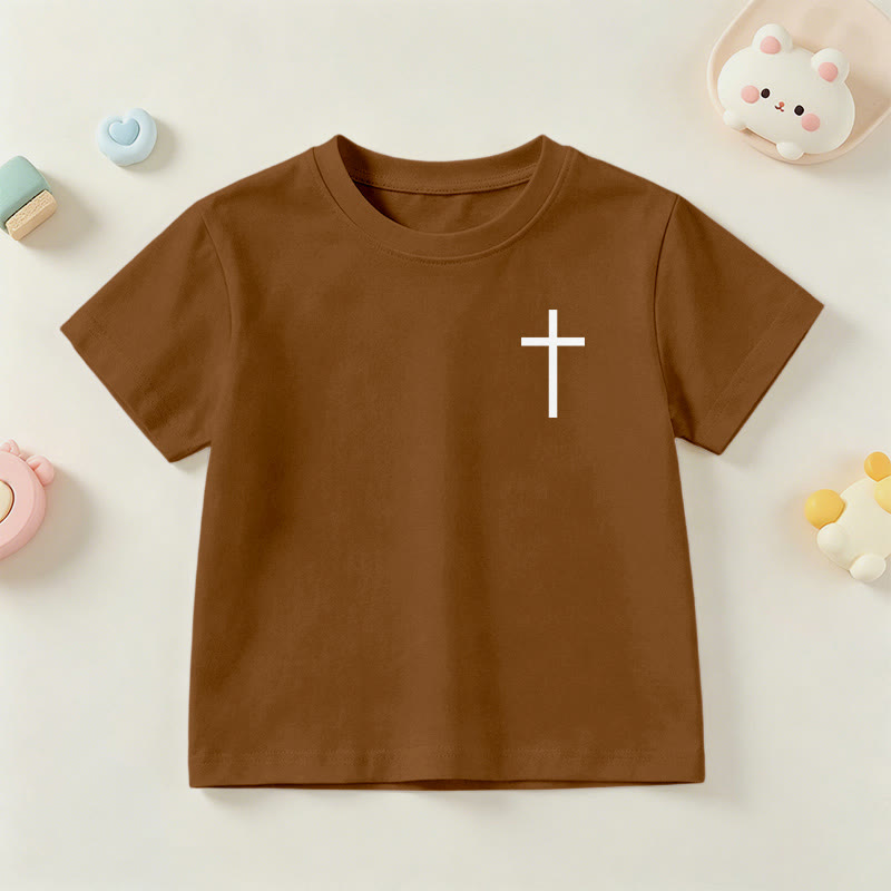Christianartworkshop Philippians 4:13 Front Chest Cross Back Gothic Font Scripture Kids Short Sleeve T-Shirt - image 21
