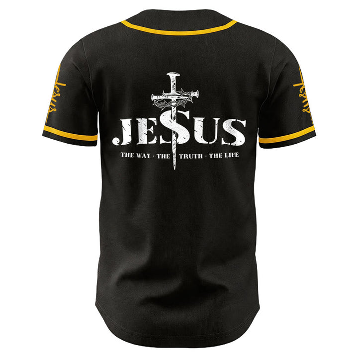 Christianartworkshop Jesus Cross Nail and Crown of Thorns Baseball Jersey - image 2