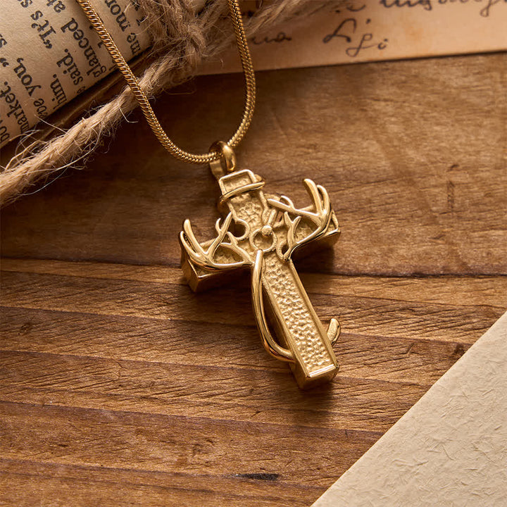 Christianartworkshop Hunting & Fishing Cross Pendant Necklace: Outdoor Faith & Spiritual Devotion - Golden - image 8