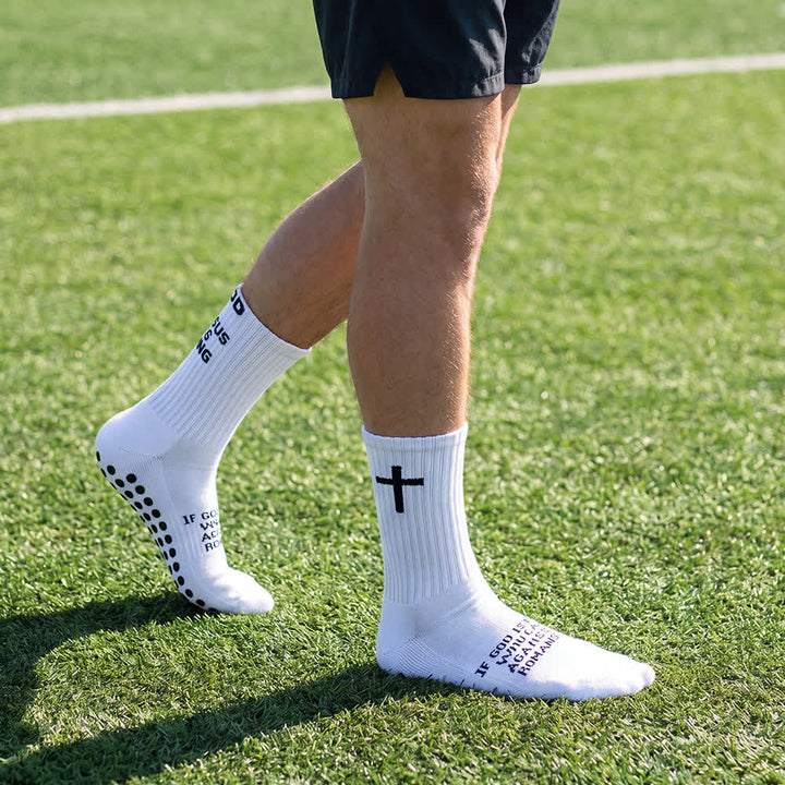 Christianartworkshop Inspirational Jesus Is King Text Anti-Slip Training Athletic Socks - White&GOD - 10 Pairs - image 3