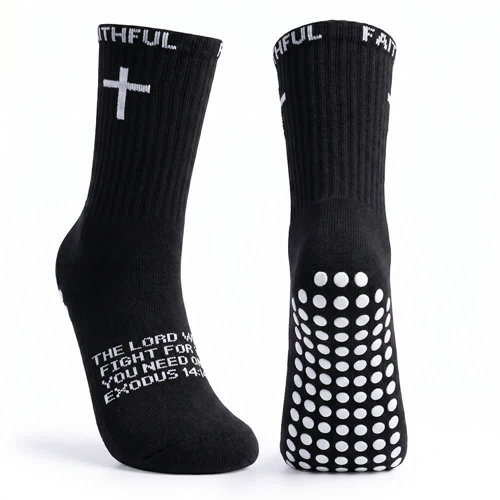Christianartworkshop Front Cross Foot Scripture Text Faith-Themed Athletic Crew Socks - image 11