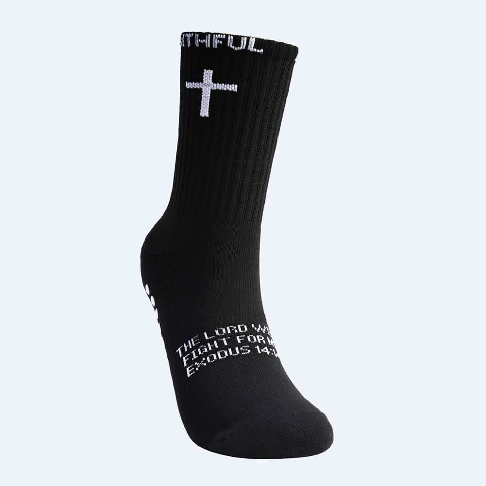 Christianartworkshop Front Cross Foot Scripture Text Faith-Themed Athletic Crew Socks - image 12