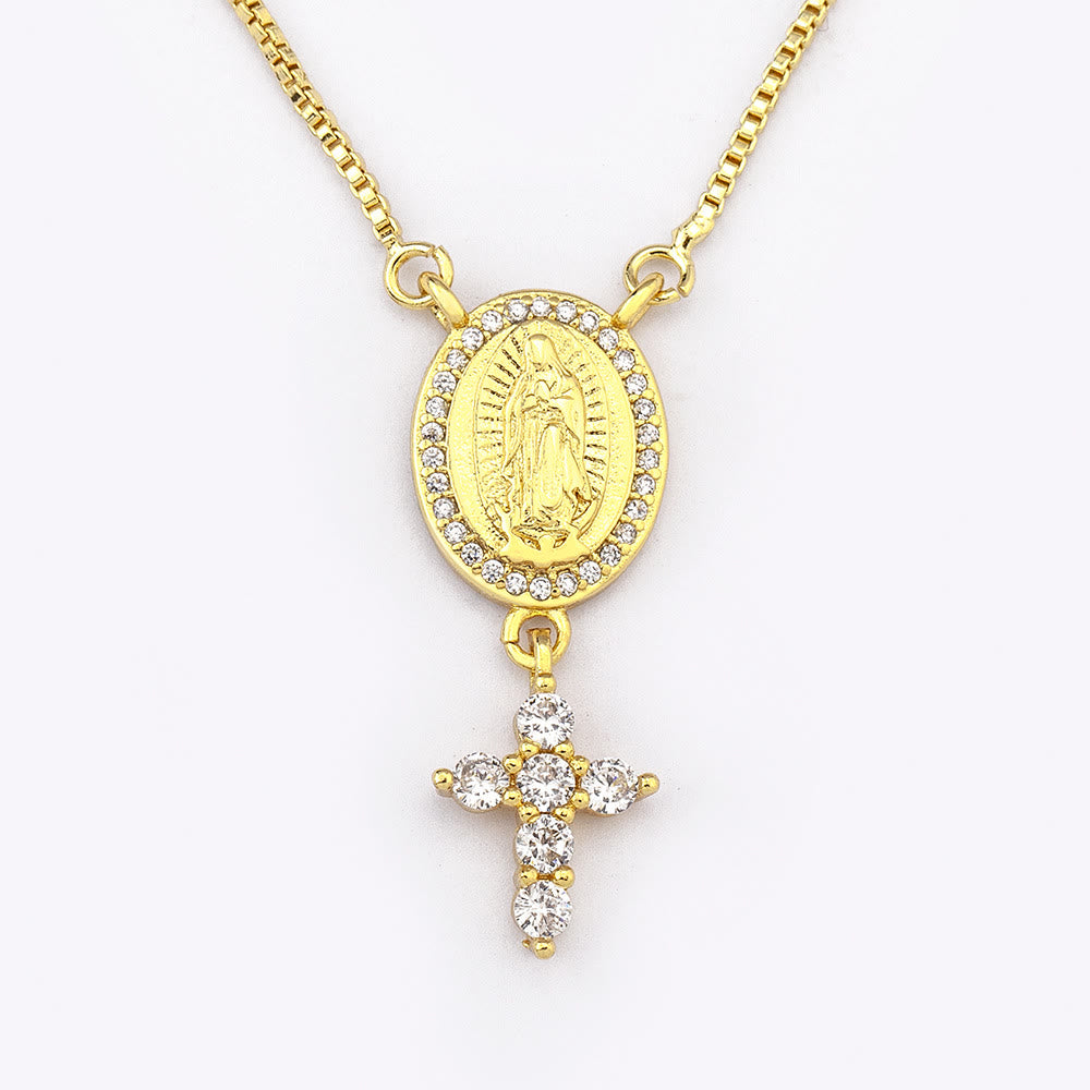 Christianartworkshop Our Lady & Cross Pendant Necklace: Divine Devotion & Timeless Elegance - image 3
