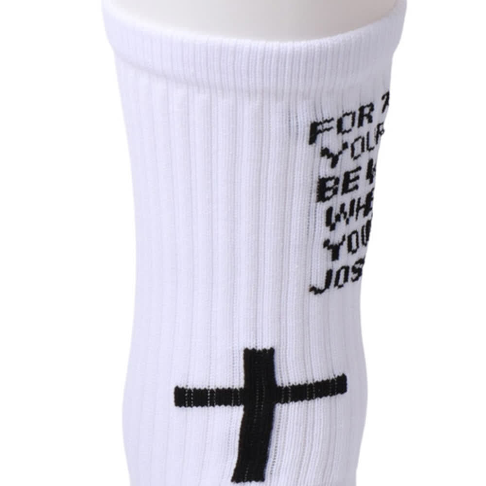 Christianartworkshop Joshua Scripture Side Letter & Cross Knit Crew Sports Socks - image 3