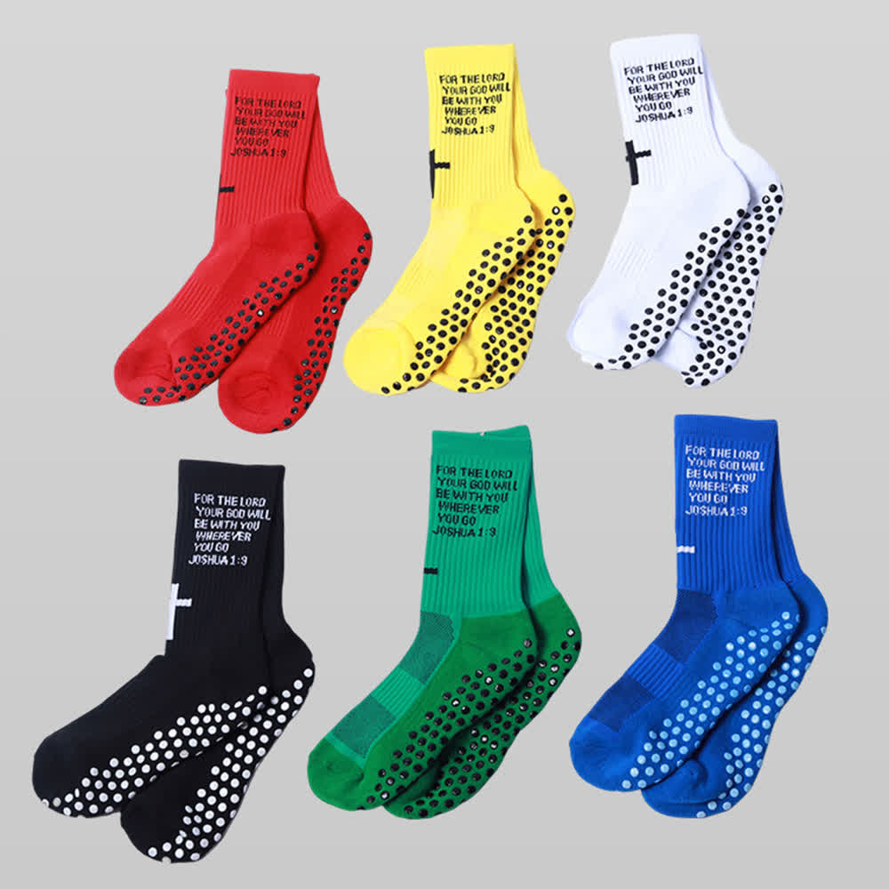 Christianartworkshop Joshua Scripture Side Letter & Cross Knit Crew Sports Socks - image 1